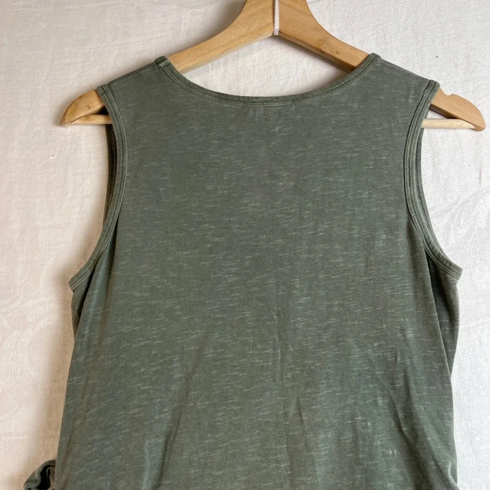 SUNDRY Maxi Dress Size 2 Ruched Side Tie Tank Olive‎ Green Made USA